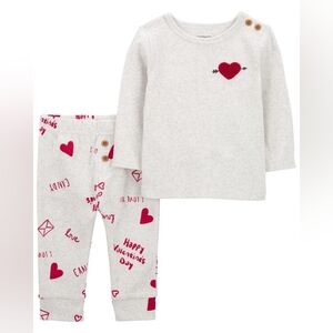 Carter's Gray Baby Pajama Set with Red Heart Details- 24 Months - NEW